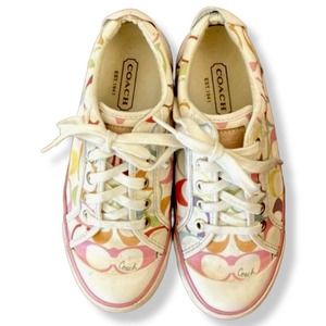 Coach Barrett Signature Multi Colored Sneakers Shoes Designer Q322 Size 5.5M